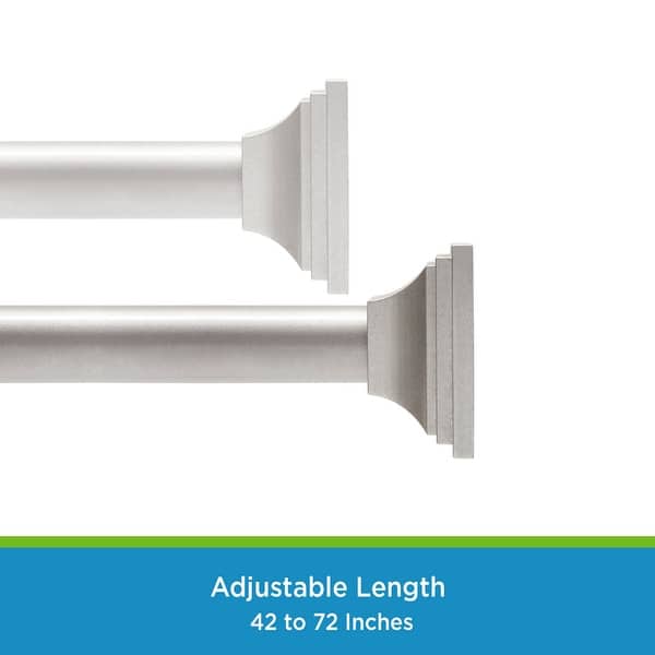 Kenney Twist & Fit No Tools Square End Camlock Tension Shower Curtain Rod, 4272" Polished